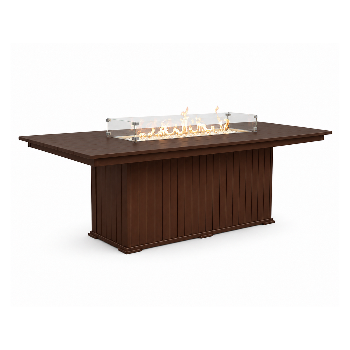 Modern Outdoor Fire Dining Table 84"Wx42"Dx31"H