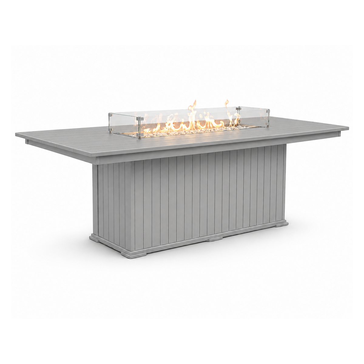 Modern Outdoor Fire Dining Table 84"Wx42"Dx31"H