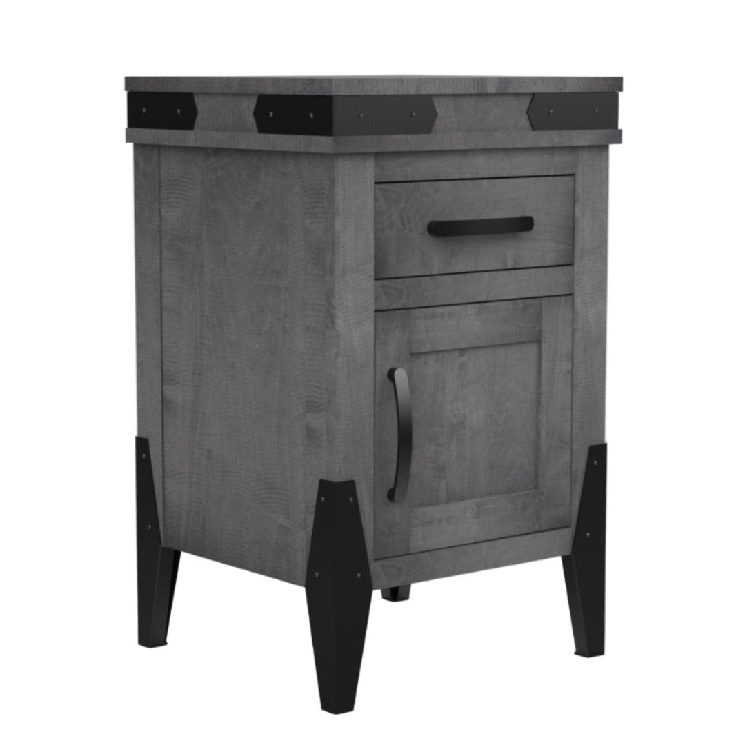 Flat Iron  1 Drawer, 1 Door Nightstand 20"W
