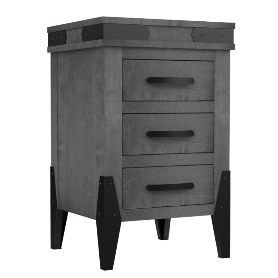 Flat Iron  3 Drawer Nightstand 20"W