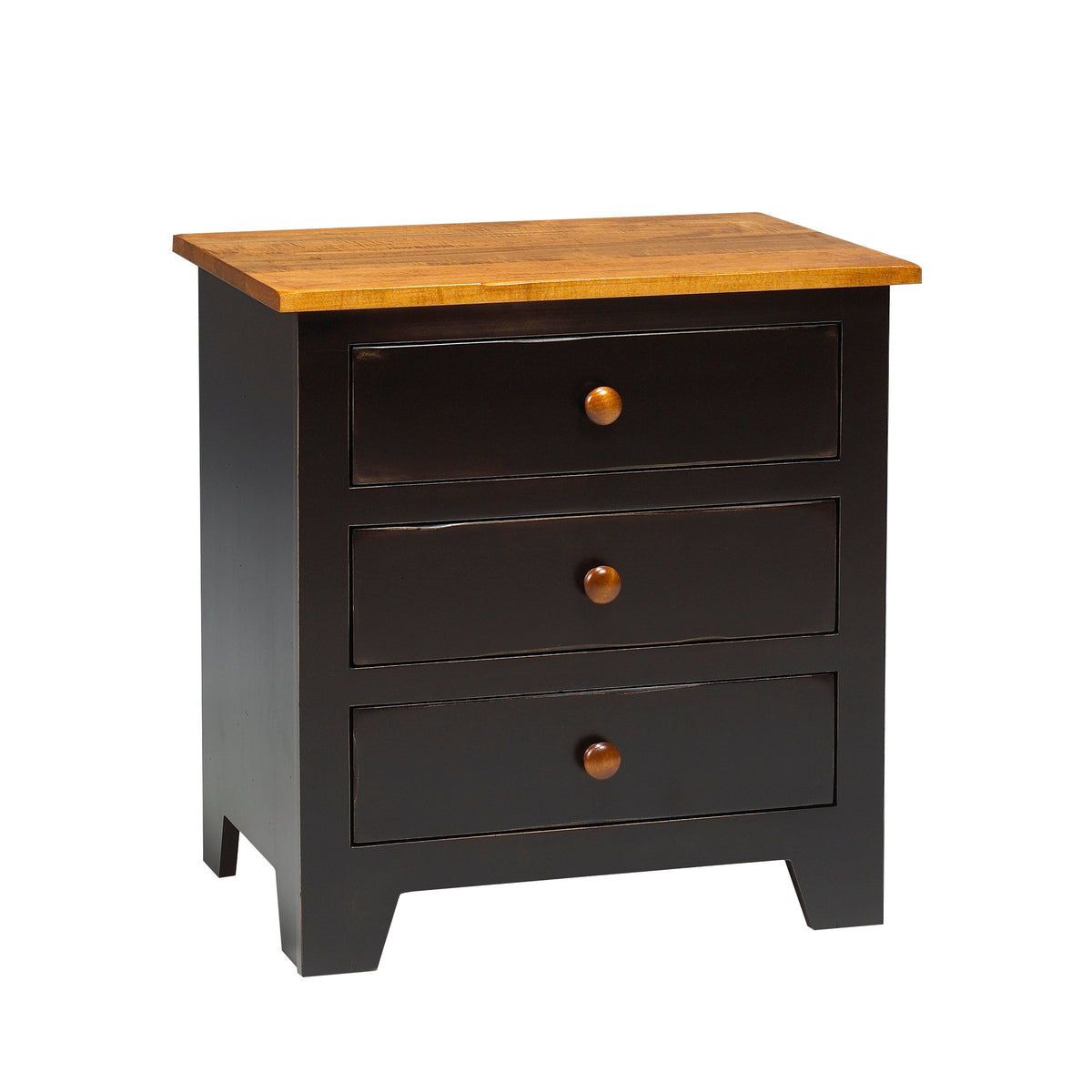 Rustic  3 Drawer Nightstand 26"W