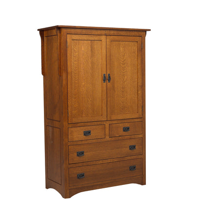 Mission  Large 4Drawer Plain Top Armoire 42"W