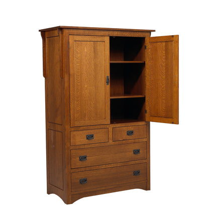 Mission  Large 4Drawer Plain Top Armoire 42"W