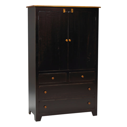 Rustic  Large 4Drawer Plain Top Armoire 42"W