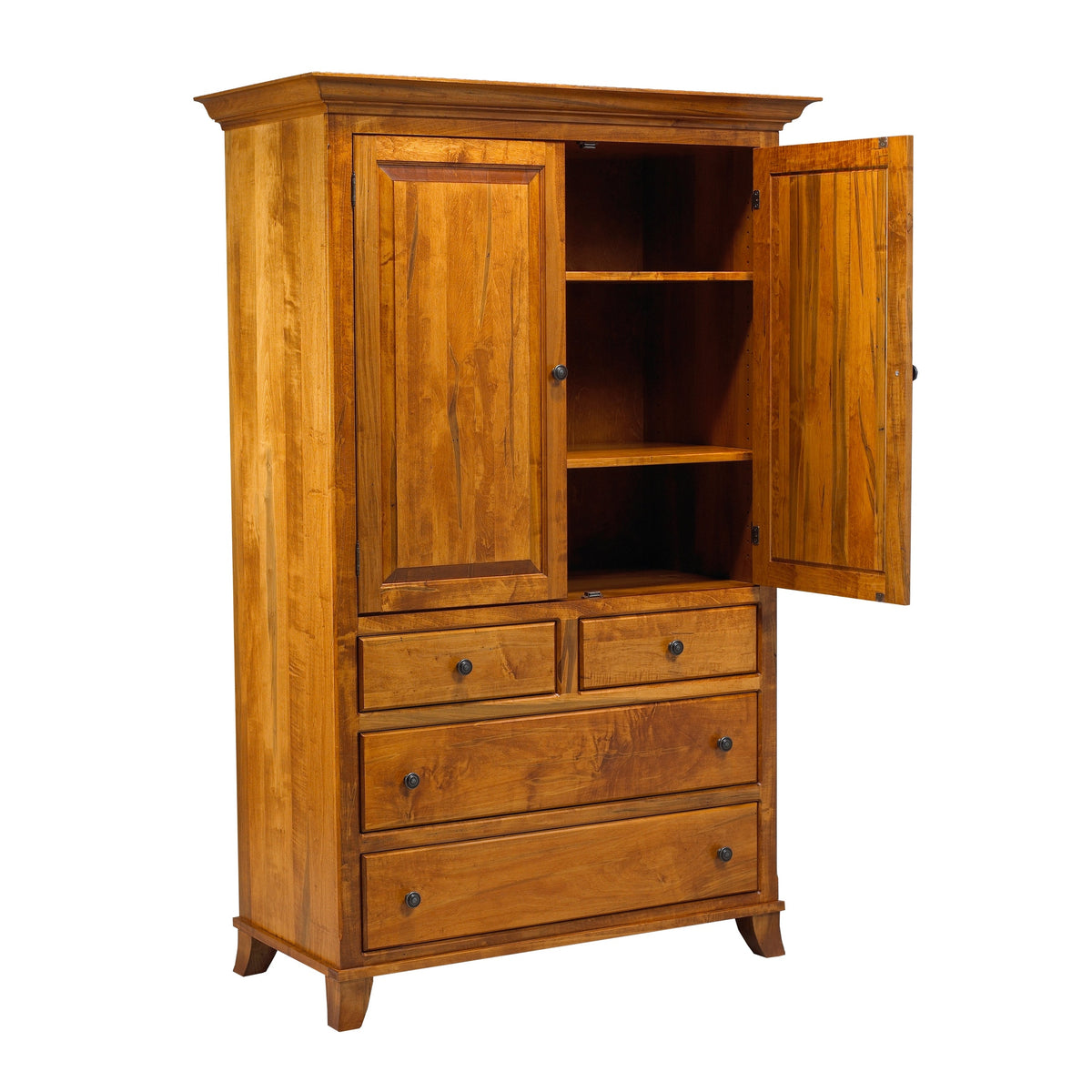 Bourbon  Large 4Drawer Plain Top Armoire 42"W
