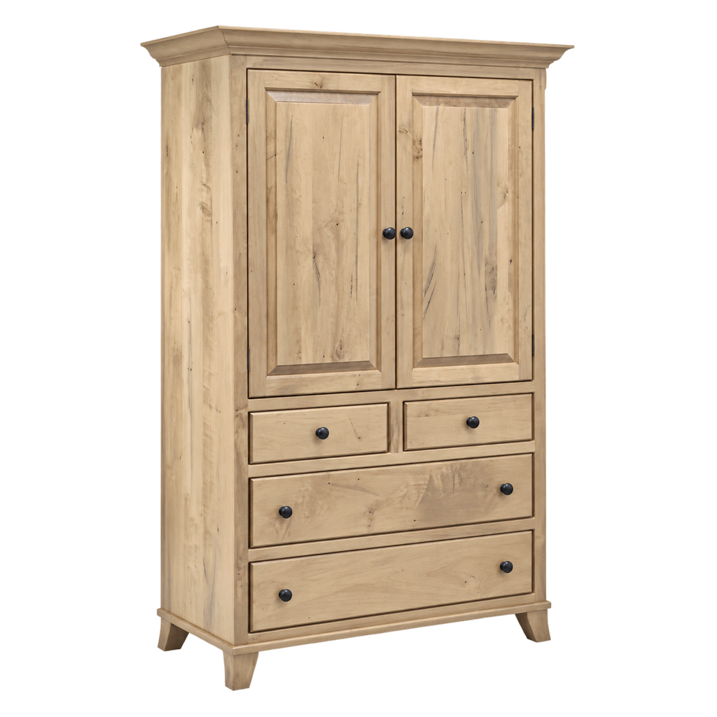 Bourbon  Large 4Drawer Plain Top Armoire 42"W