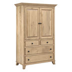 Bourbon  Large 4Drawer Plain Top Armoire 42"W
