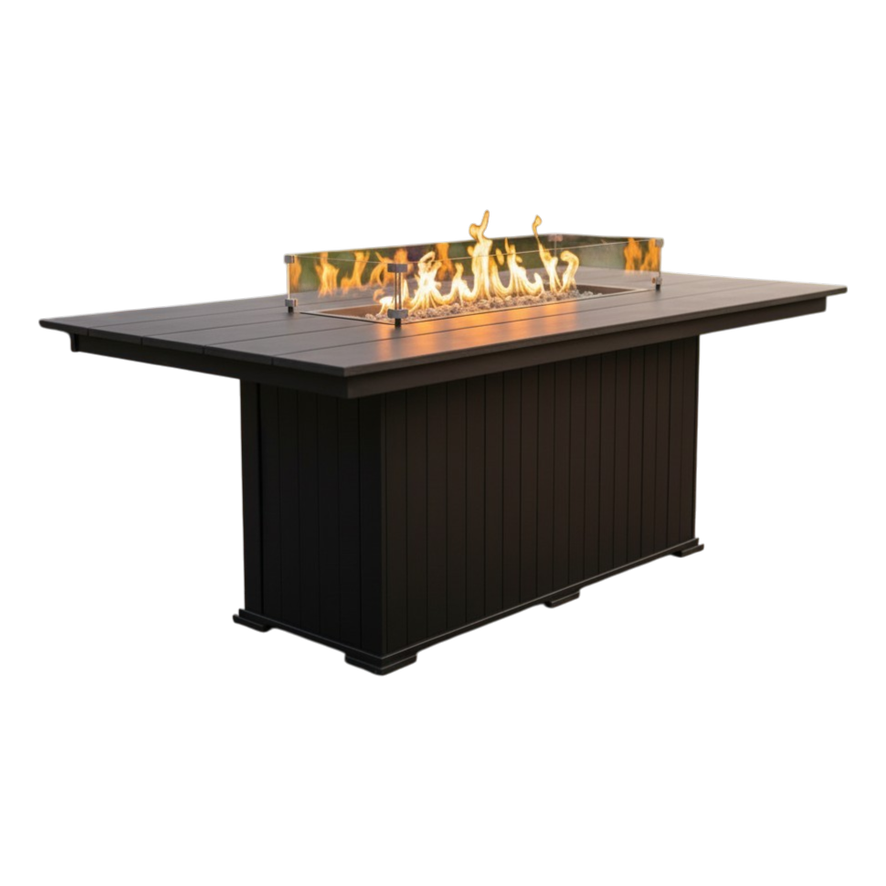 Modern Outdoor Fire Dining Table 84"Wx42"Dx31"H