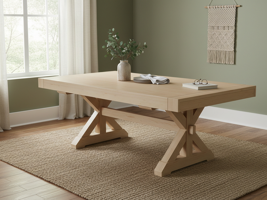 Mitered Dining Table with Farmhouse X-Base