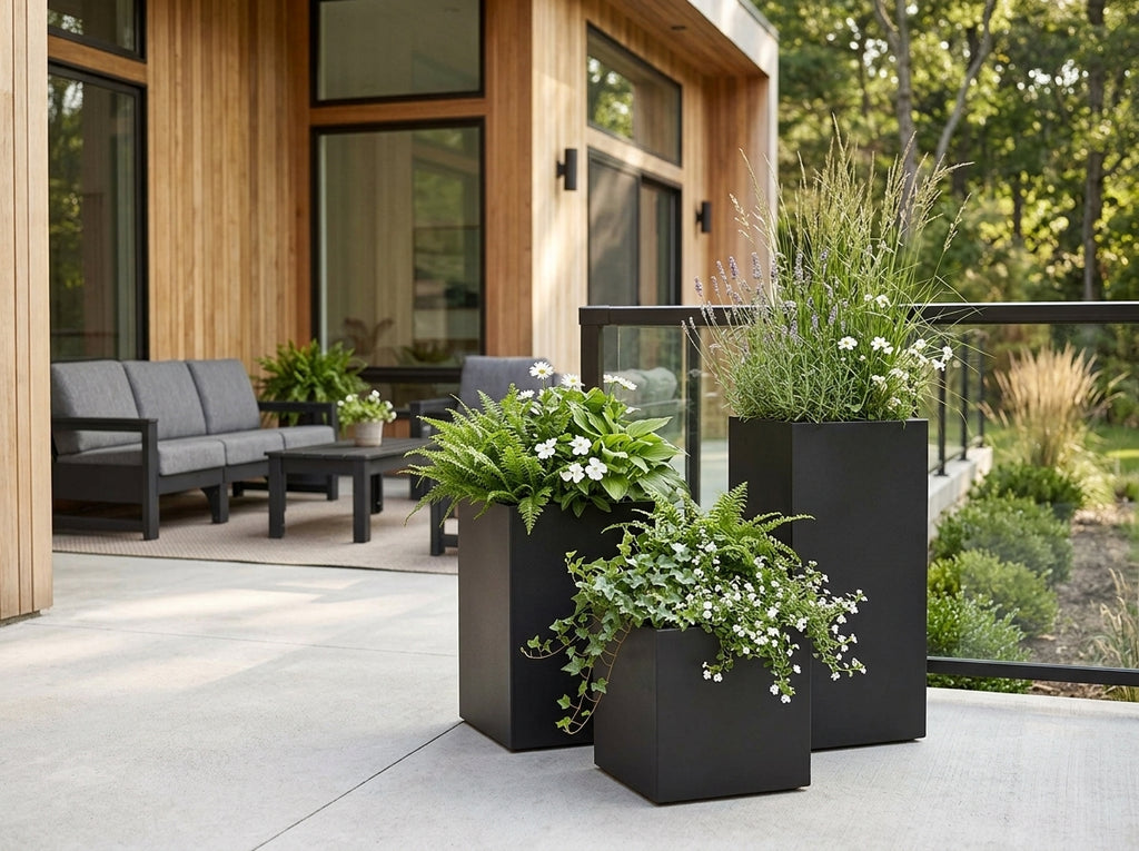 Modern Outdoor Square Planter Box 24"H