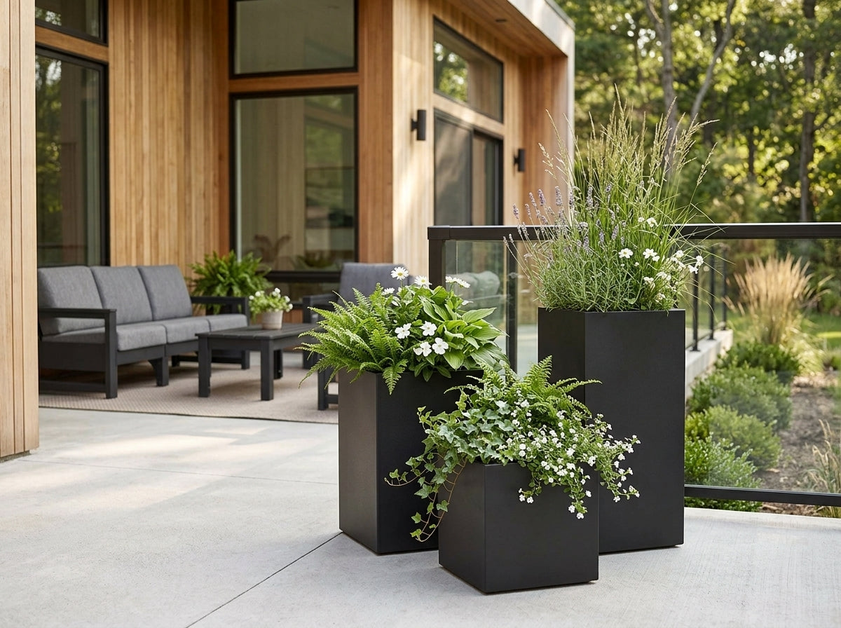 Modern Outdoor Square Planter Box 18"H