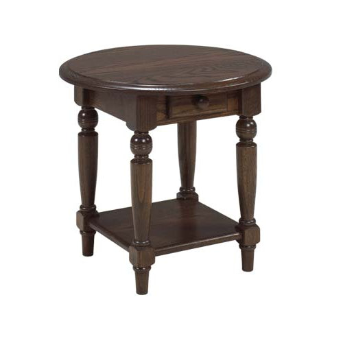 Country Lane Round End Table w/1 Drawer & Shelf
