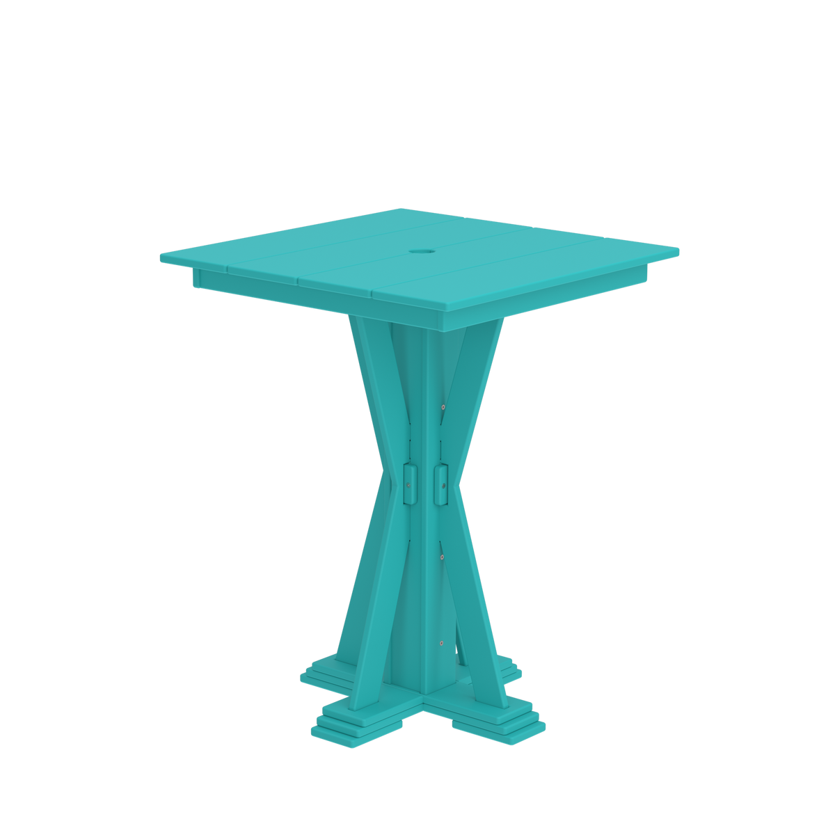 Modern Outdoor X-Base Square Bar Table 32"Wx32"Dx42"H