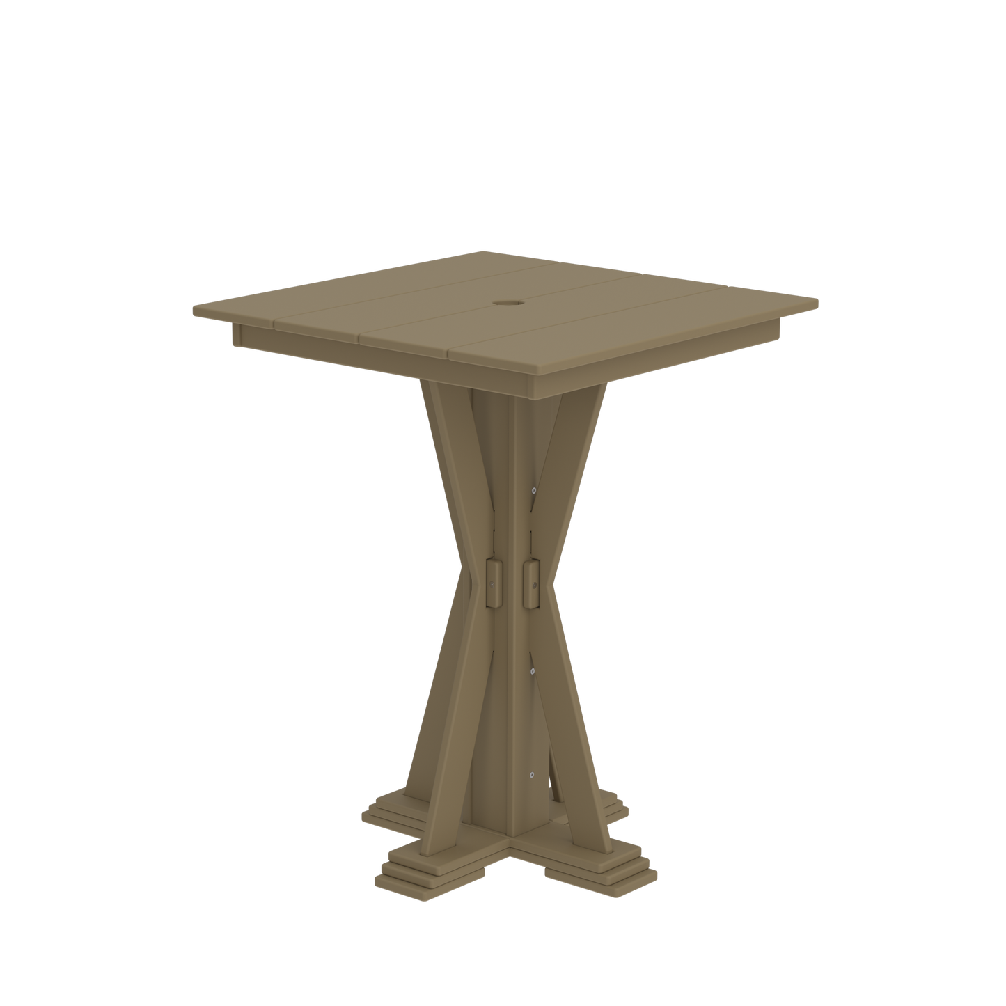 Modern Outdoor X-Base Square Bar Table 32"Wx32"Dx42"H