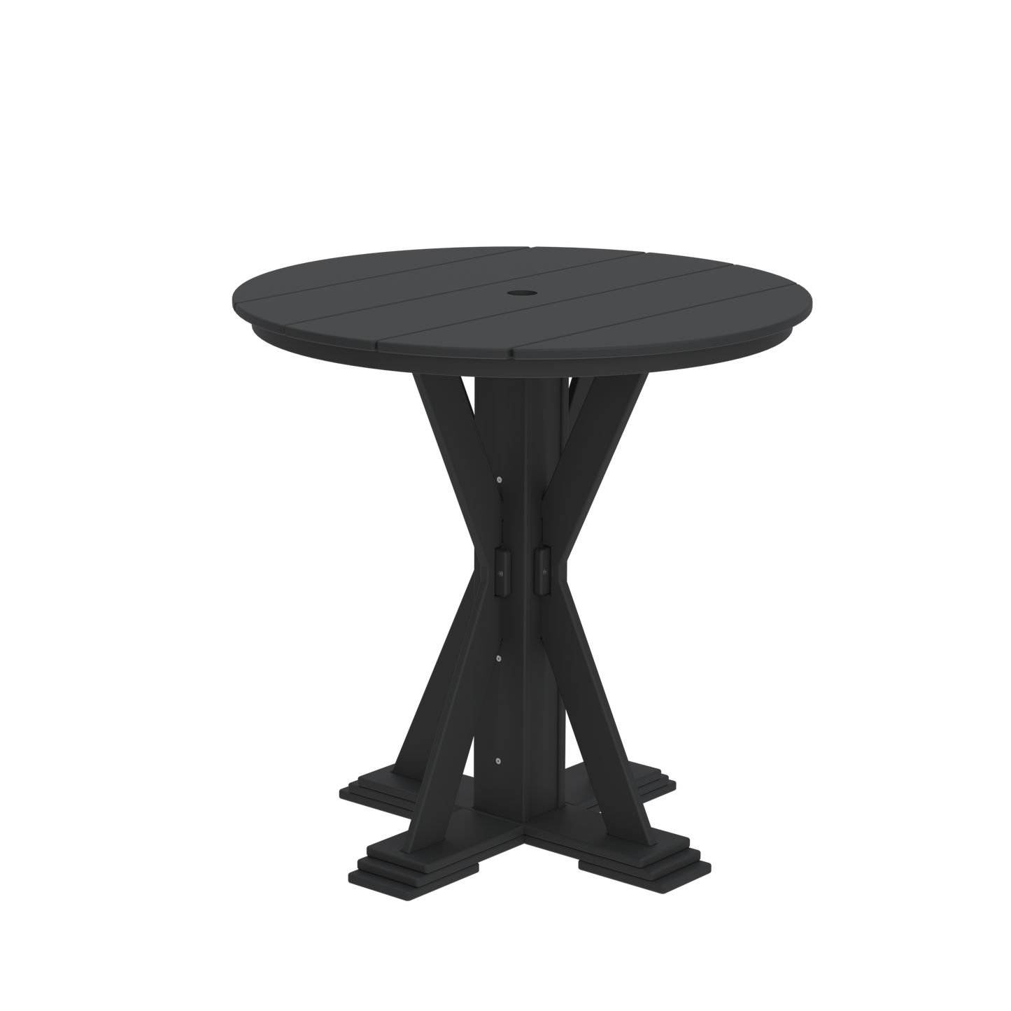 Modern Outdoor X-Base Round Bar Table 42"Wx42"Dx42"H