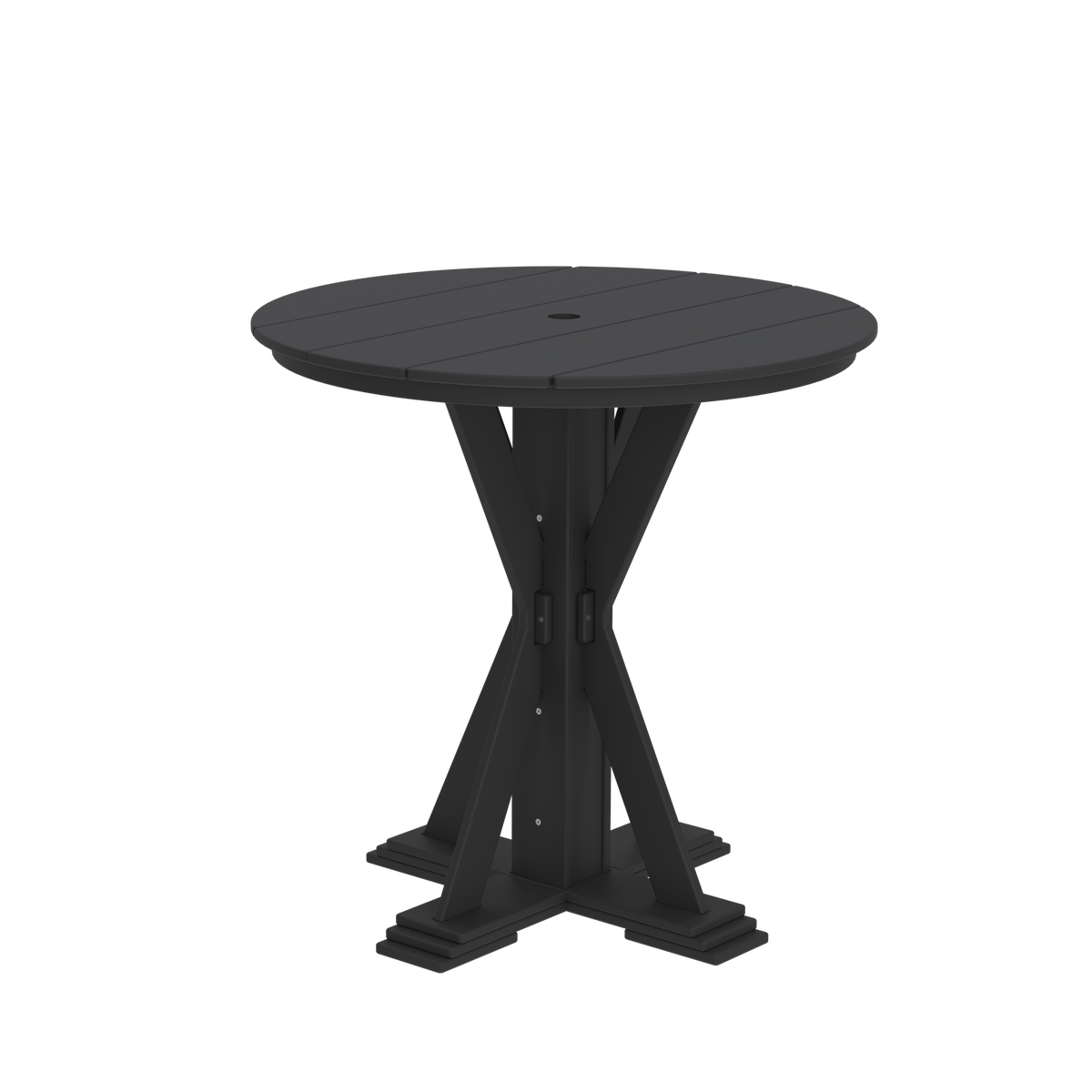 Modern Outdoor X-Base Round Bar Table 48"Wx48"Dx42"H