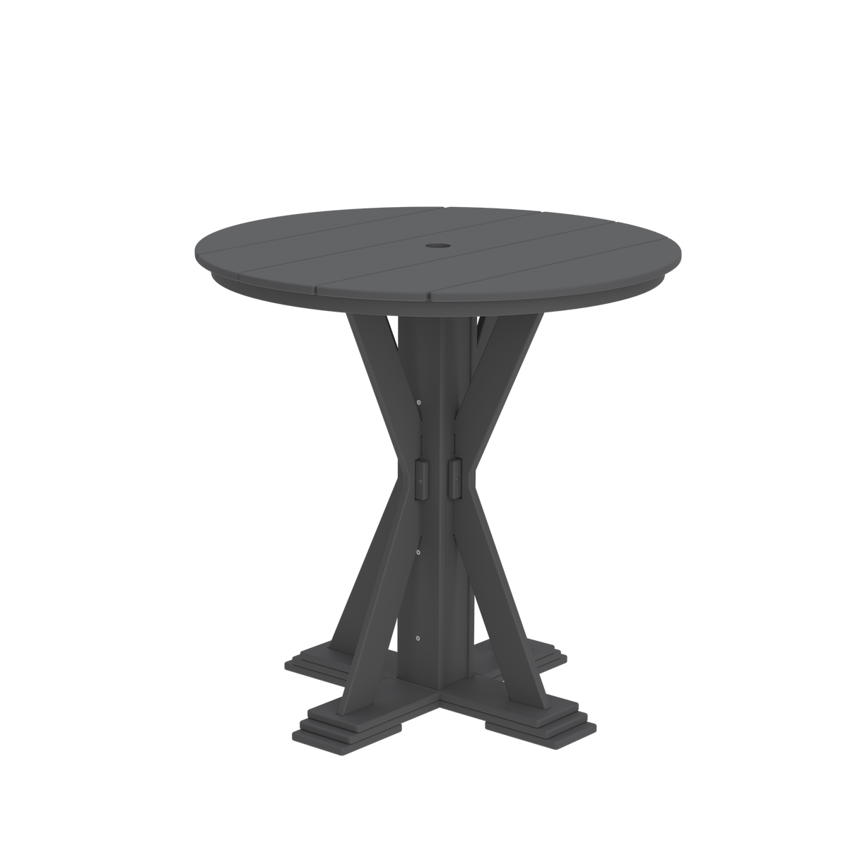 Modern Outdoor X-Base Round Bar Table 48"Wx48"Dx42"H