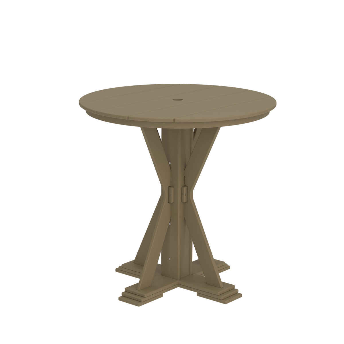 Modern Outdoor X-Base Round Bar Table 48"Wx48"Dx42"H