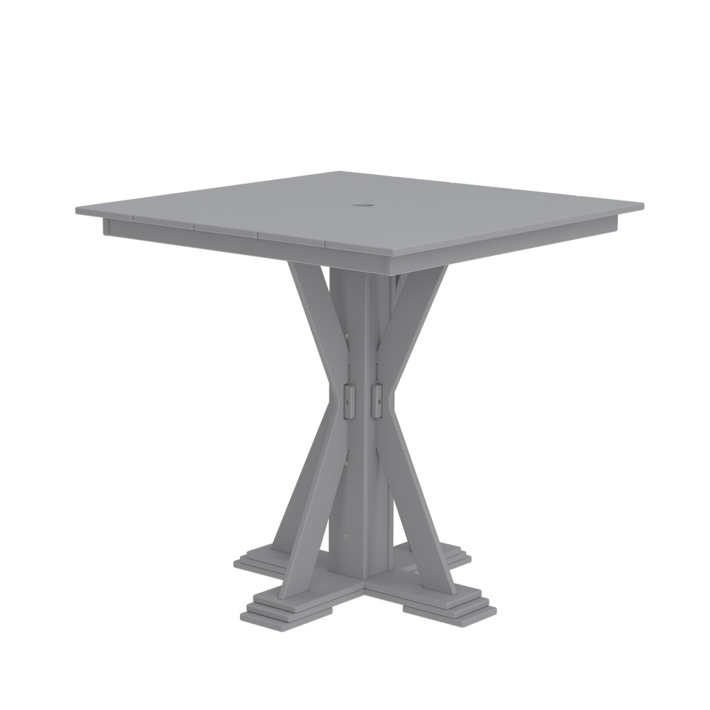Modern Outdoor X-Base Square Bar Table 48"Wx48"Dx42"H