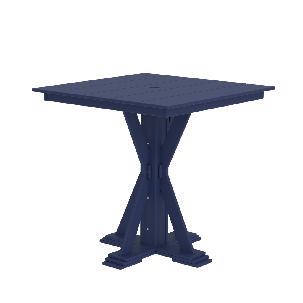 Modern Outdoor X-Base Square Bar Table 48"Wx48"Dx42"H
