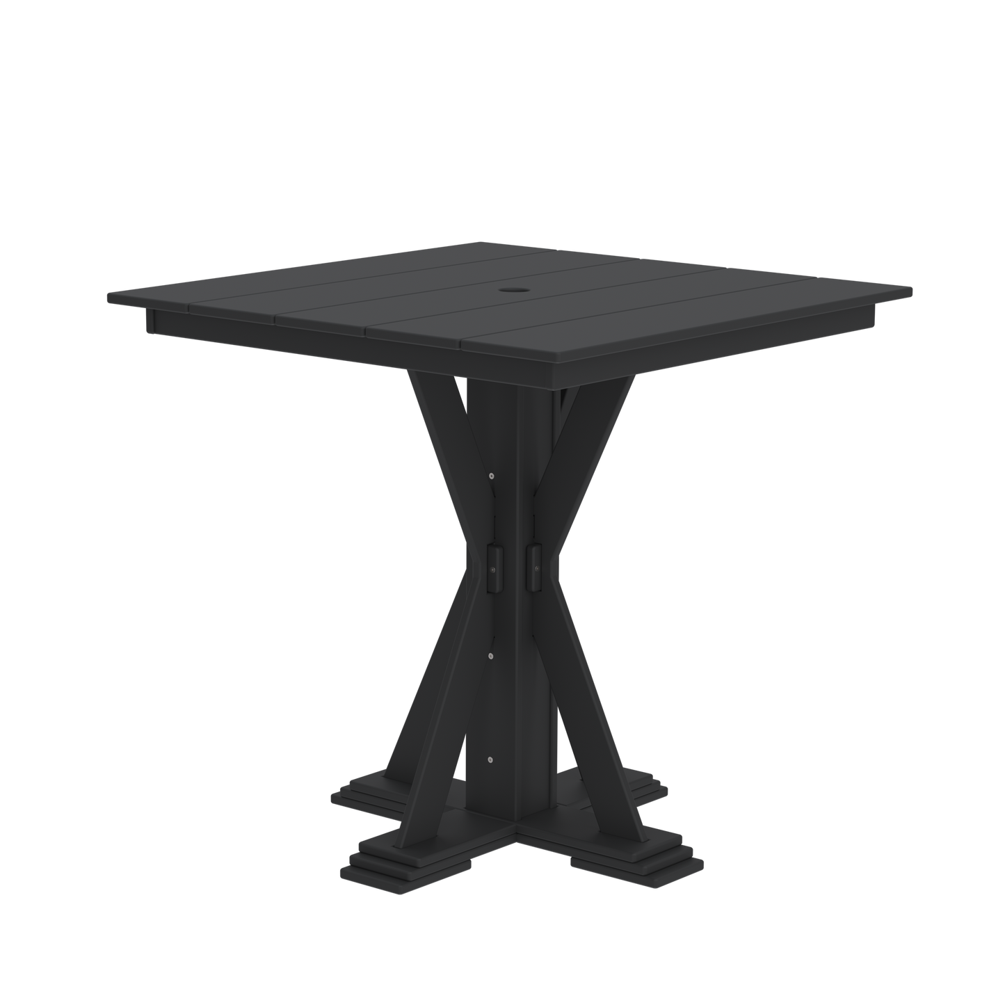 Modern Outdoor X-Base Square Bar Table 48"Wx48"Dx42"H