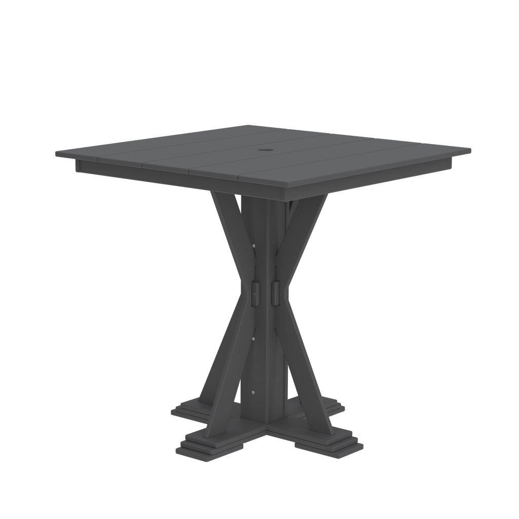 Modern Outdoor X-Base Square Bar Table 48"Wx48"Dx42"H