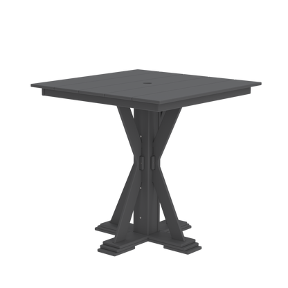 Modern Outdoor X-Base Square Bar Table 48"Wx48"Dx42"H