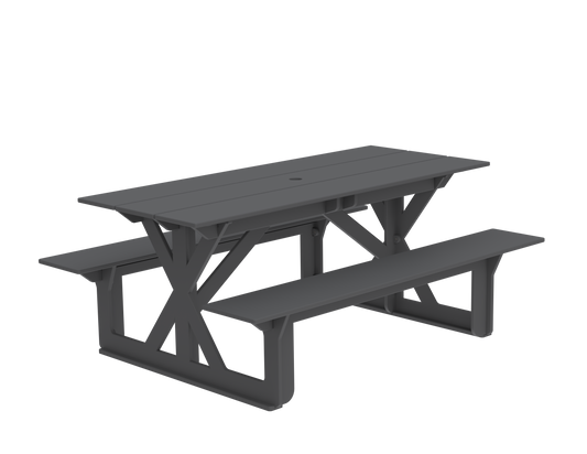 Modern Outdoor X-Base Picnic Table 72"W x 30"D (Total 56"D) x 31"H