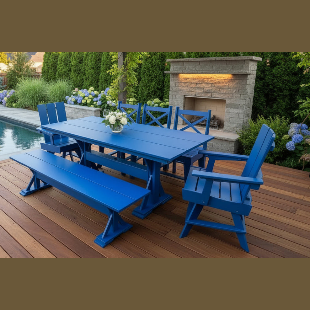 Modern Outdoor X-Base Dining Table 96"Wx42"Dx31"H