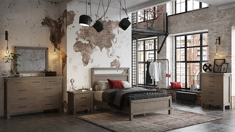 Austin bedroom collection in a bright loft bedroom