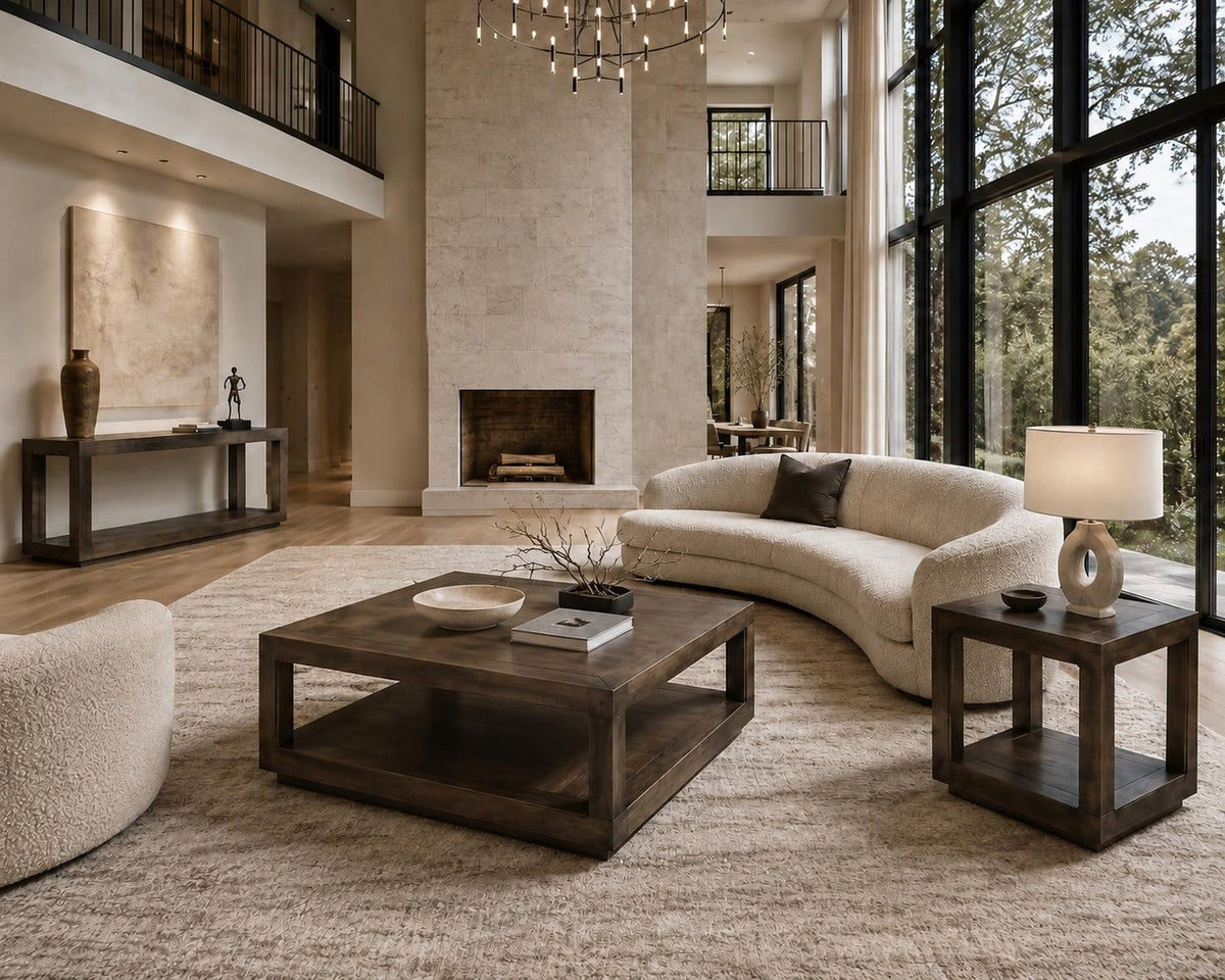 Salone living room set with solid wood occasional tables