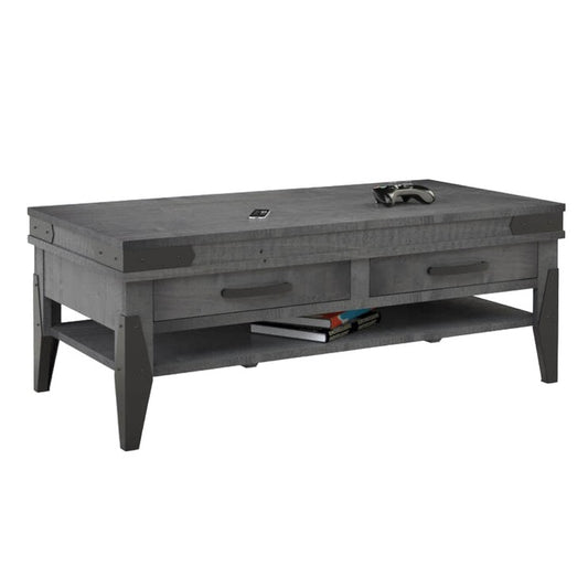 Flat Iron  Coffee Table w/2 Drawers & Shelf
