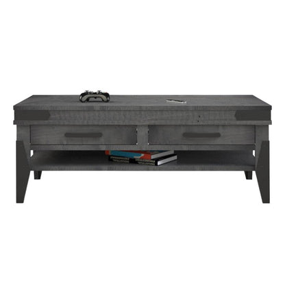 Flat Iron  Coffee Table w/2 Drawers & Shelf