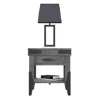 Flat Iron  End Table w/1 Drawer & Shelf