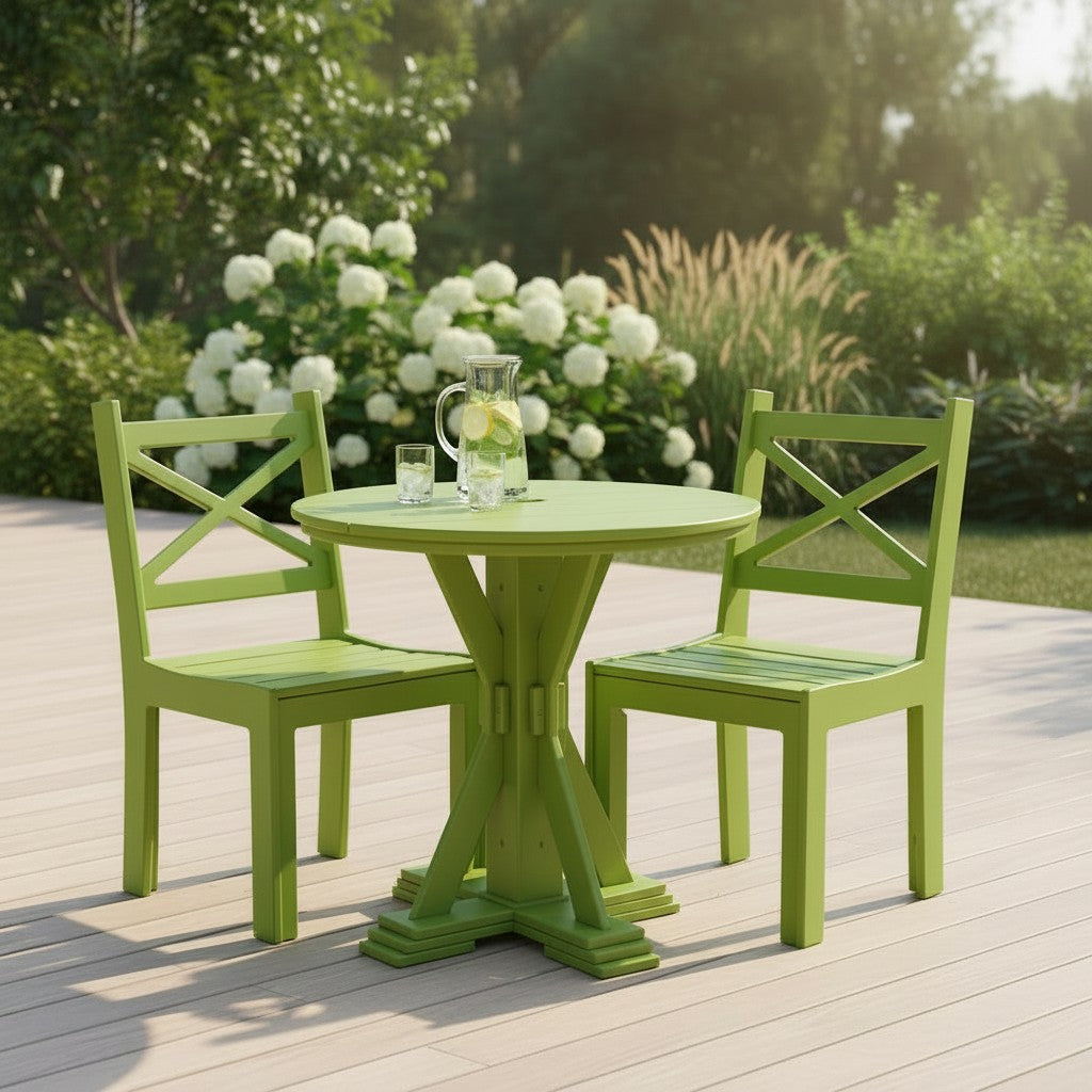 Modern Outdoor X-Base Round Dining Table 32"Wx32"Dx31"H