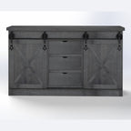Barn Door  66" Sideboard W/ Drawers in Middle