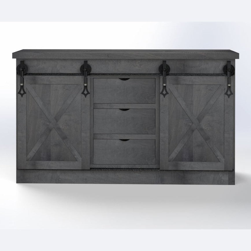 Barn Door  66" Sideboard W/ Drawers in Middle